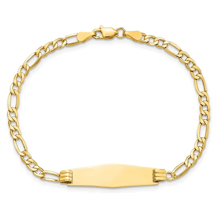 MDS Bracelets 14k Semisolid Soft Diamond Shape Figaro Link ID Bracelet MDS Bracelets 14k Semisolid Soft Diamond Shape Figaro Link ID Bracelet