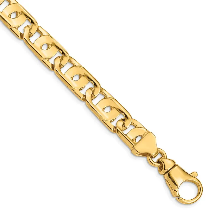 MDS Bracelets Solid 14K Yellow Gold 85 inch 10mm Hand Polished Fancy Link with Fancy Lobster Clasp Bracelet MDS Bracelets Solid 14K Yellow Gold 85 inch 10mm Hand Polished Fancy Link with Fancy Lobster Clasp Bracelet