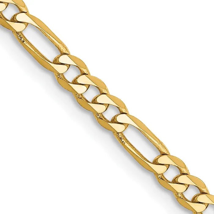 MDS Necklaces 14K Yellow Gold 30 inch 3mm Flat Figaro with Lobster Clasp Chain Necklace MDS Necklaces 14K Yellow Gold 30 inch 3mm Flat Figaro with Lobster Clasp Chain Necklace