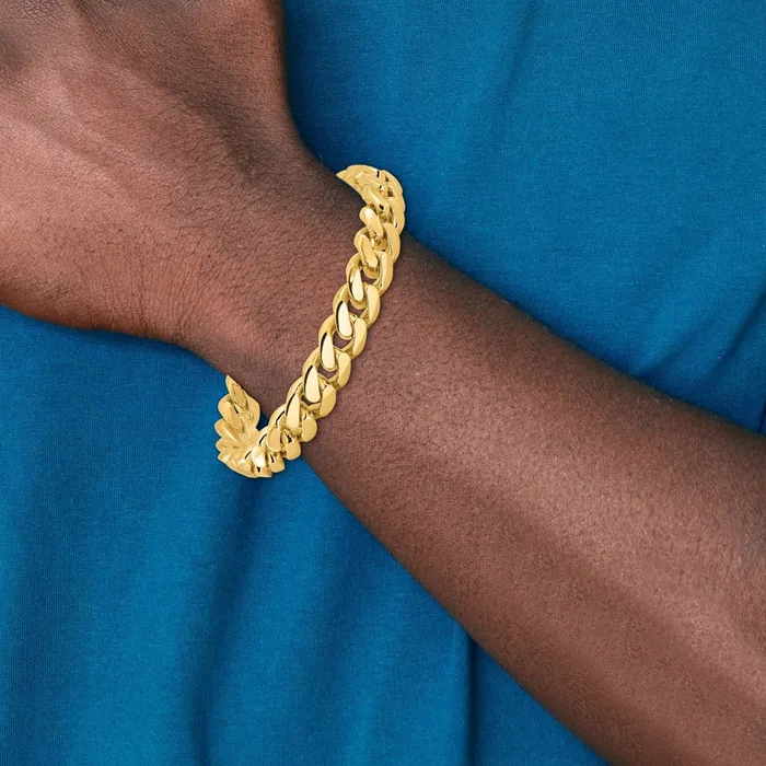 MDS Necklaces Solid 14K Yellow Gold 24 inch 107mm Hand Polished Miami Cuban Link with Box Catch Clasp Chain Necklace MDS Necklaces Solid 14K Yellow Gold 24 inch 107mm Hand Polished Miami Cuban Link with Box Catch Clasp Chain Necklace