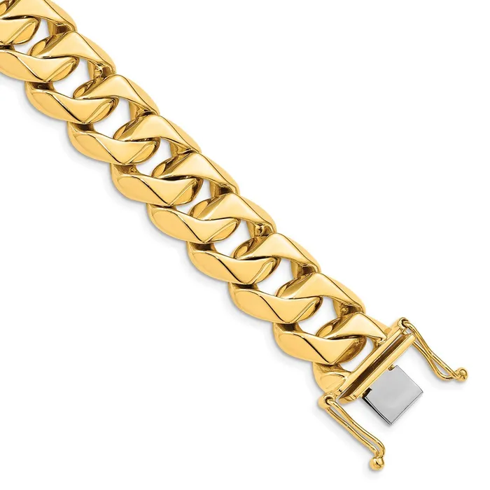 MDS Solid 14K Yellow Gold 20 inch 15mm Hand Polished Fancy Traditional Link with Box Catch Clasp Chain Necklace Necklaces