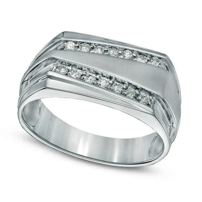 Mens 020 CT TW Natural Diamond Ring in Solid 10K White Gold Goldia Rings Mens 020 CT TW Natural Diamond Ring in Solid 10K White Gold Goldia Rings