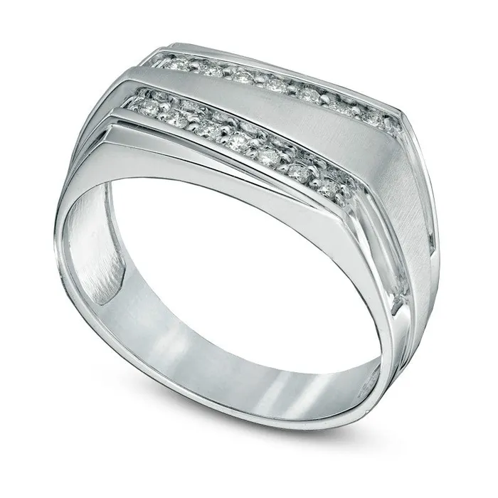 Mens 020 CT TW Natural Diamond Ring in Solid 10K White Gold Goldia Rings Mens 020 CT TW Natural Diamond Ring in Solid 10K White Gold Goldia Rings