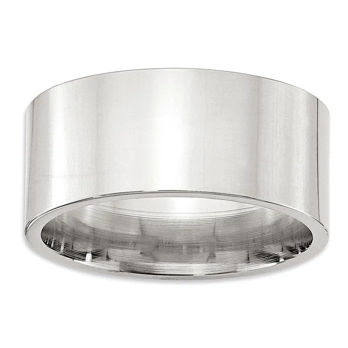 Mens 100mm Comfort Fit Flat Wedding Band in Sterling Silver Goldia Rings