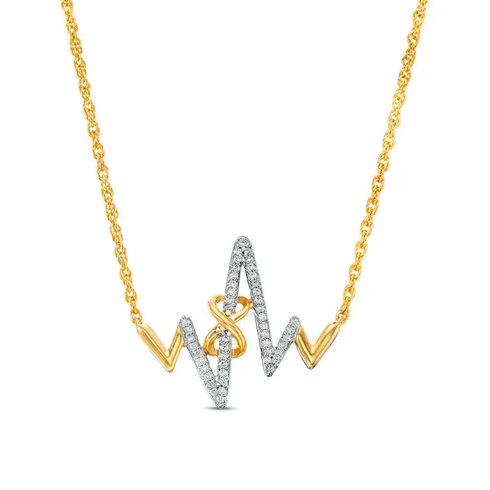 Necklaces 017 CT TW Natural Diamond Infinity Knot Heartbeat Necklace in 10K Yellow Gold 171 Goldia Necklaces 017 CT TW Natural Diamond Infinity Knot Heartbeat Necklace in 10K Yellow Gold 171 Goldia