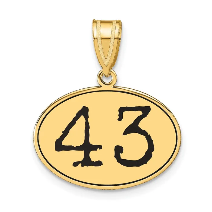 Necklaces 14k Yellow Gold Polished Number 43 Black Enamel Oval Pendant Goldia Necklaces 14k Yellow Gold Polished Number 43 Black Enamel Oval Pendant Goldia