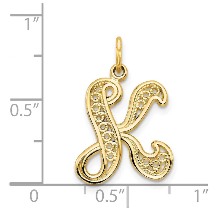 Necklaces 14k Yellow GoldY Polished Script Filigree Letter K Initial Pendant Goldia