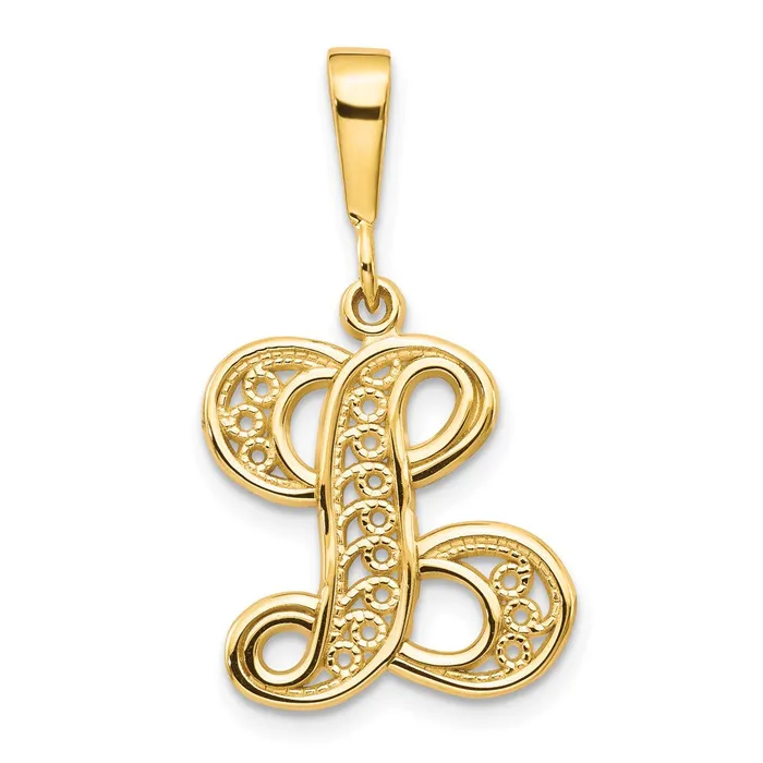 Necklaces 14k Yellow GoldY Polished Script Filigree Letter L Initial Pendant Goldia Necklaces 14k Yellow GoldY Polished Script Filigree Letter L Initial Pendant Goldia