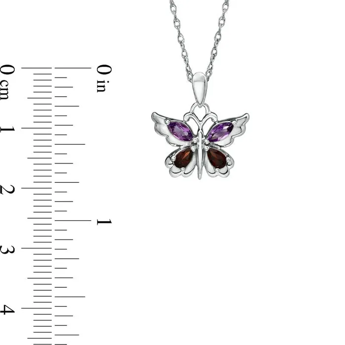 Necklaces Amethyst and Garnet Butterfly Pendant in Sterling Silver Goldia Necklaces Amethyst and Garnet Butterfly Pendant in Sterling Silver Goldia