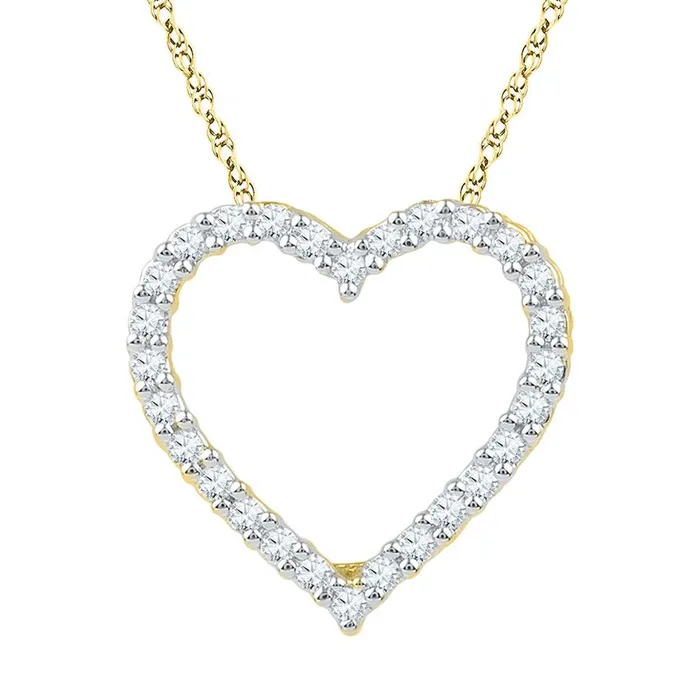 Necklaces gndatlanta 10k Yellow Gold Round Diamond Heart Pendant 14 Cttw Necklaces gndatlanta 10k Yellow Gold Round Diamond Heart Pendant 14 Cttw