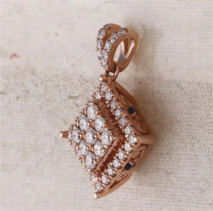 Necklaces gndatlanta 14k Rose Gold Round Diamond Offset Square Cluster Pendant 12 Cttw Necklaces gndatlanta 14k Rose Gold Round Diamond Offset Square Cluster Pendant 12 Cttw