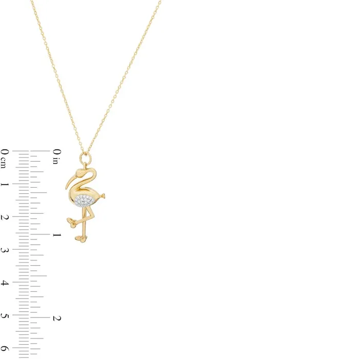 Necklaces Goldia 01 CT TW Natural Diamond Flamingo Pendant in Sterling Silver with 14K Gold Plate Necklaces Goldia 01 CT TW Natural Diamond Flamingo Pendant in Sterling Silver with 14K Gold Plate