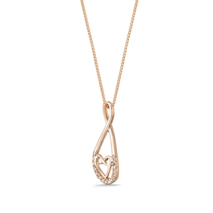 Necklaces Goldia 01 CT TW Natural Diamond Linear Infinity with Heart Pendant in 10K Rose Gold Necklaces Goldia 01 CT TW Natural Diamond Linear Infinity with Heart Pendant in 10K Rose Gold