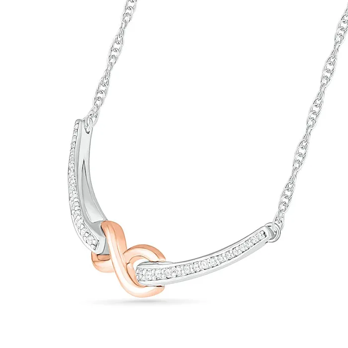Necklaces Goldia 013 CT TW Natural Diamond Infinity Necklace in Sterling Silver and 10K Rose Gold Necklaces Goldia 013 CT TW Natural Diamond Infinity Necklace in Sterling Silver and 10K Rose Gold