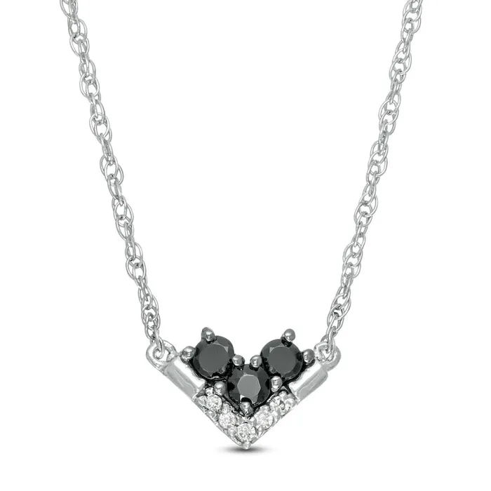 Necklaces Goldia 017 CT TW Enhanced Black and White Natural Diamond Chevron Necklace in 10K White Gold Necklaces Goldia 017 CT TW Enhanced Black and White Natural Diamond Chevron Necklace in 10K White Gold