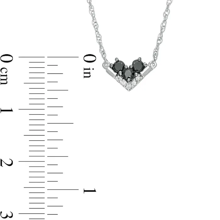 Necklaces Goldia 017 CT TW Enhanced Black and White Natural Diamond Chevron Necklace in 10K White Gold Necklaces Goldia 017 CT TW Enhanced Black and White Natural Diamond Chevron Necklace in 10K White Gold