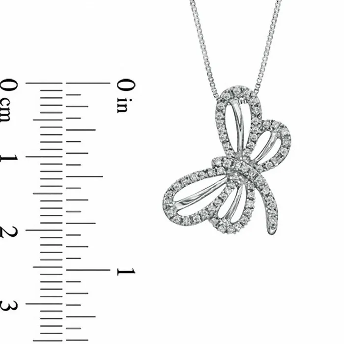 Necklaces Goldia 025 CT TW Natural Diamond Tilted Dragonfly Pendant in Sterling Silver Necklaces Goldia 025 CT TW Natural Diamond Tilted Dragonfly Pendant in Sterling Silver
