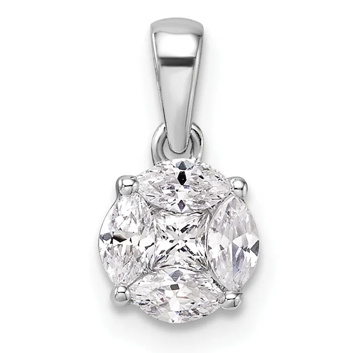 Necklaces Goldia 14k White Gold 12 Ct Lab Grown Diamond VSSI G Round and Marquise Pendant