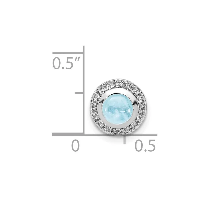 Necklaces Goldia 14k White Gold Real Diamond and Cabochon 91 Aquamarine Chain Slide