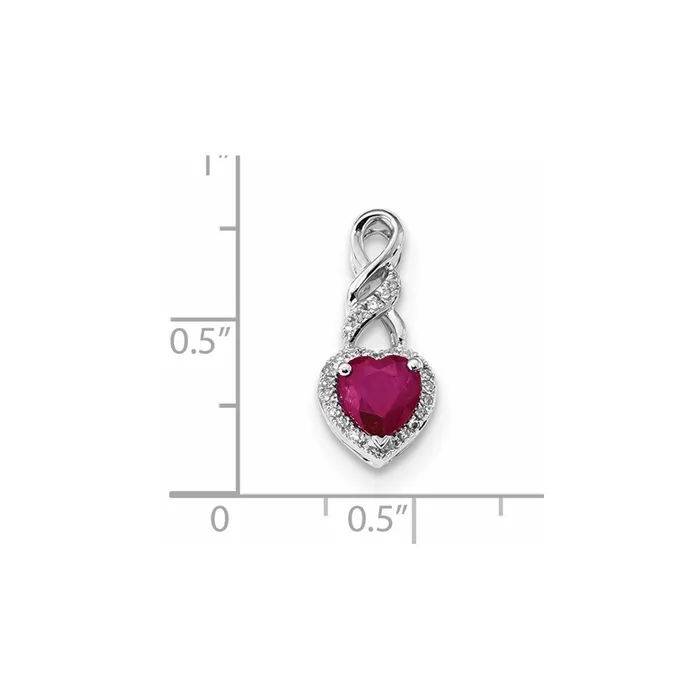 Necklaces Goldia 14k White Gold Real Diamond and Ruby Heart Chain Slide
