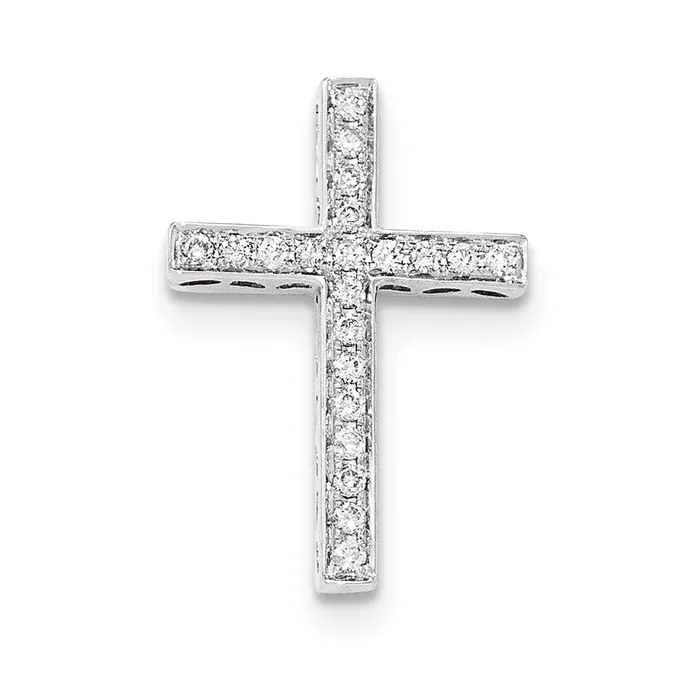 Necklaces Goldia 14k White Gold Real Diamond Cross Chain Slide Pendant Necklaces Goldia 14k White Gold Real Diamond Cross Chain Slide Pendant