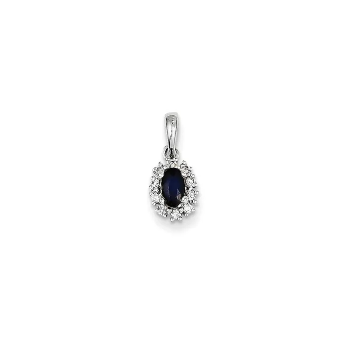 Necklaces Goldia 14K White Gold Real Diamond u0026 Sapphire Oval Pendant Necklaces Goldia 14K White Gold Real Diamond u0026 Sapphire Oval Pendant