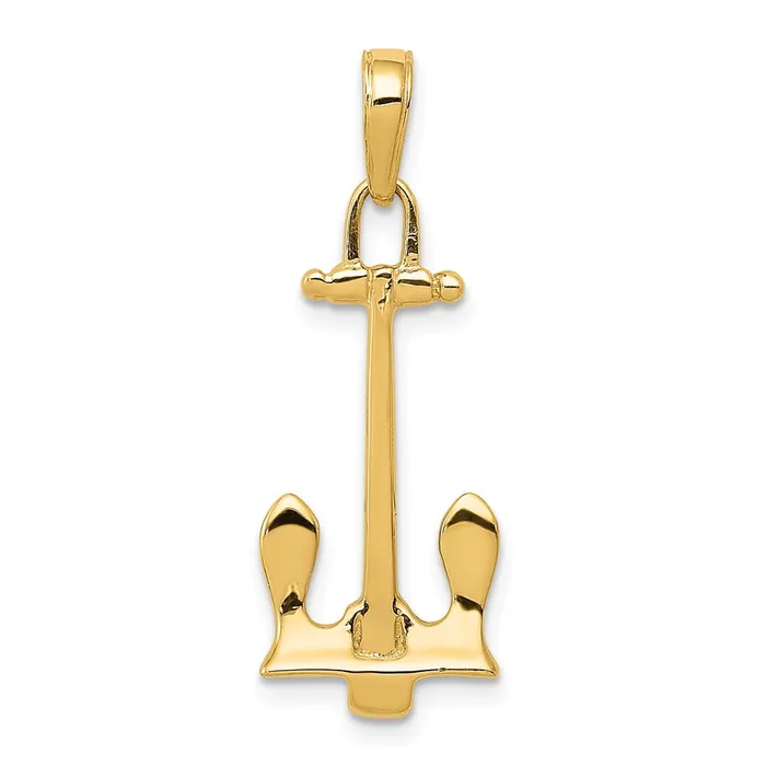 Necklaces Goldia 14k Yellow Gold 3D Navy Anchor Pendant