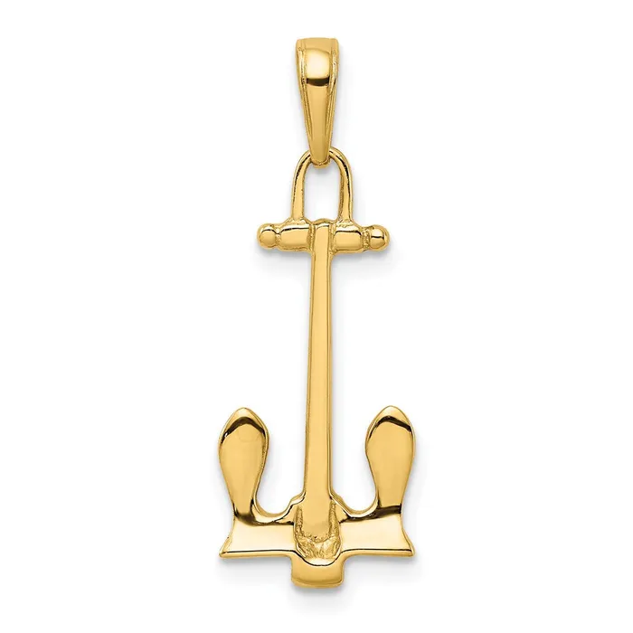 Necklaces Goldia 14k Yellow Gold 3D Navy Anchor Pendant
