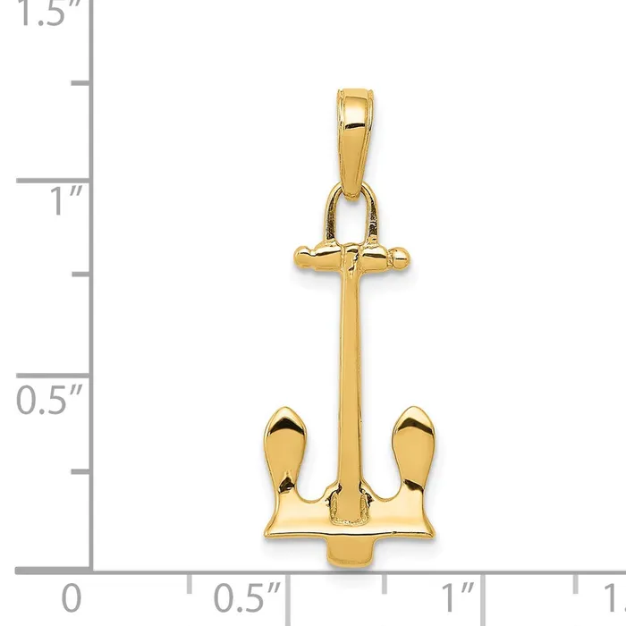 Necklaces Goldia 14k Yellow Gold 3D Navy Anchor Pendant