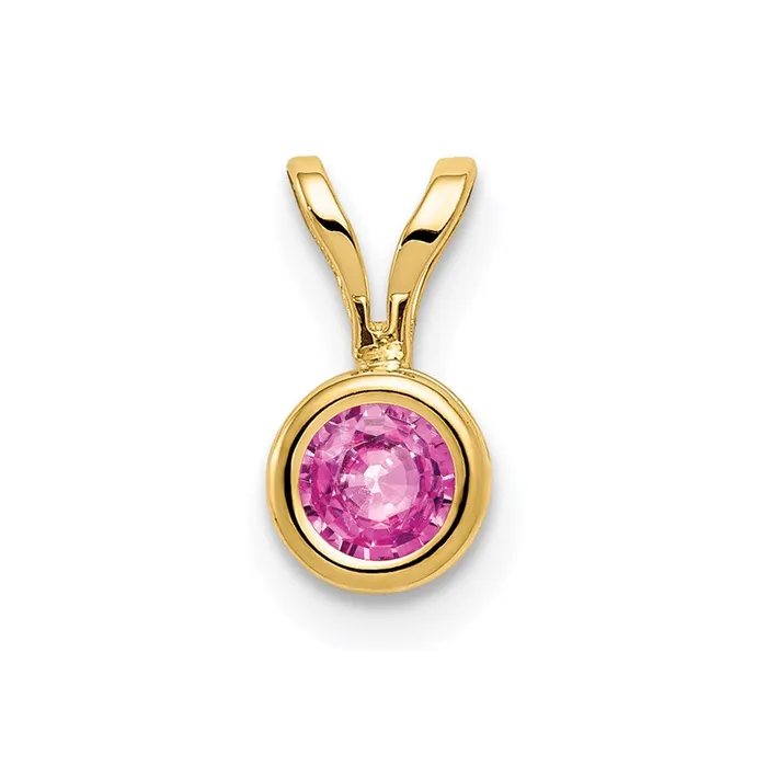 Necklaces Goldia 14K Yellow Gold 4mm Pink Sapphire bezel pendant