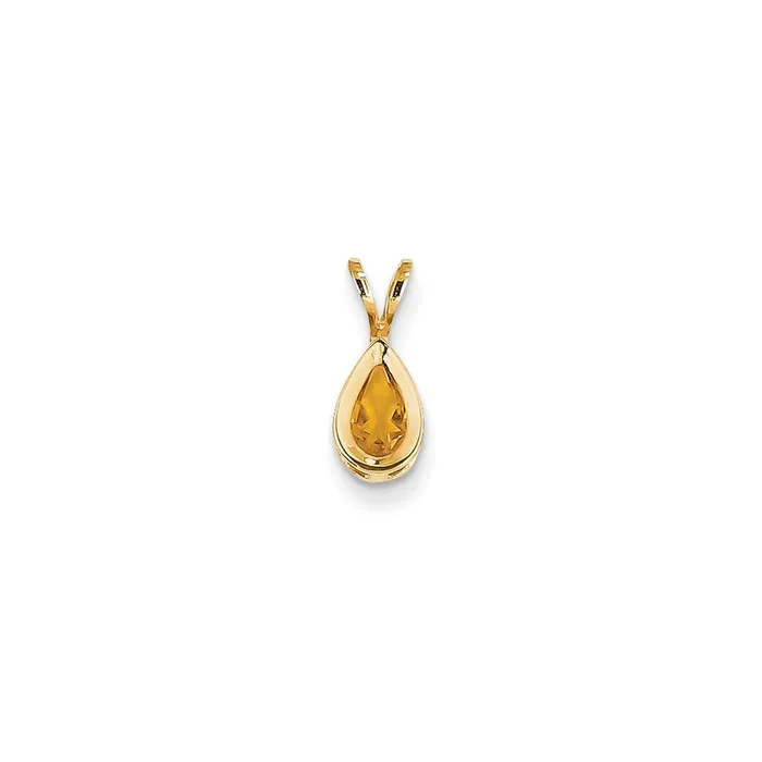 Necklaces Goldia 14K Yellow Gold 6x4mm Pear Citrine bezel pendant