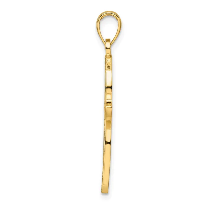 Necklaces Goldia 14k Yellow Gold Beaded Polished Fancy Cross Pendant