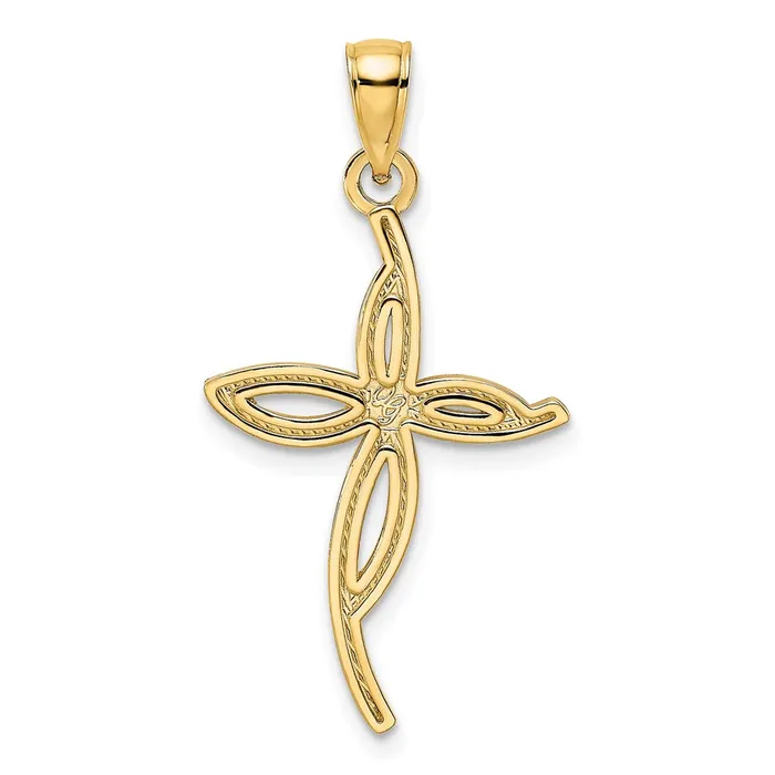 Necklaces Goldia 14k Yellow Gold Beaded Polished Fancy Cross Pendant