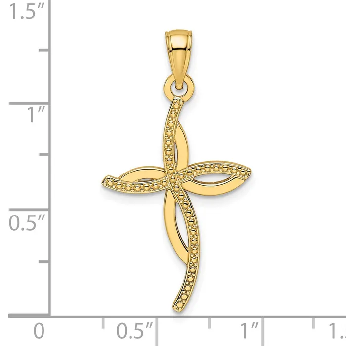 Necklaces Goldia 14k Yellow Gold Beaded Polished Fancy Cross Pendant