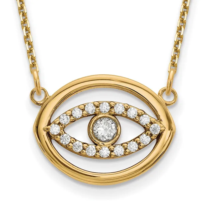 Necklaces Goldia 14K Yellow Gold Medium Real Diamond Gold Halo Evil Eye Necklace Necklaces Goldia 14K Yellow Gold Medium Real Diamond Gold Halo Evil Eye Necklace