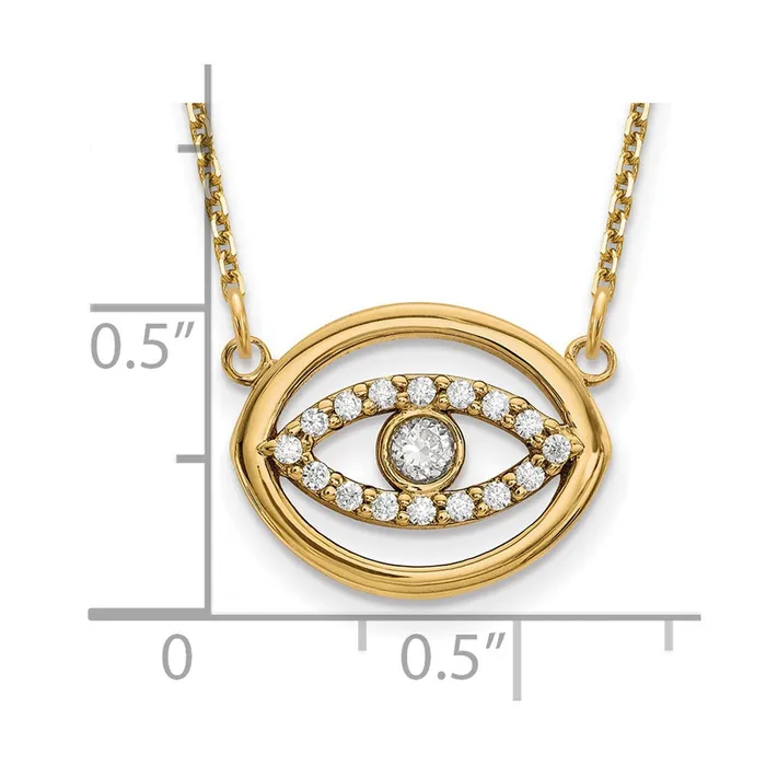 Necklaces Goldia 14K Yellow Gold Medium Real Diamond Gold Halo Evil Eye Necklace