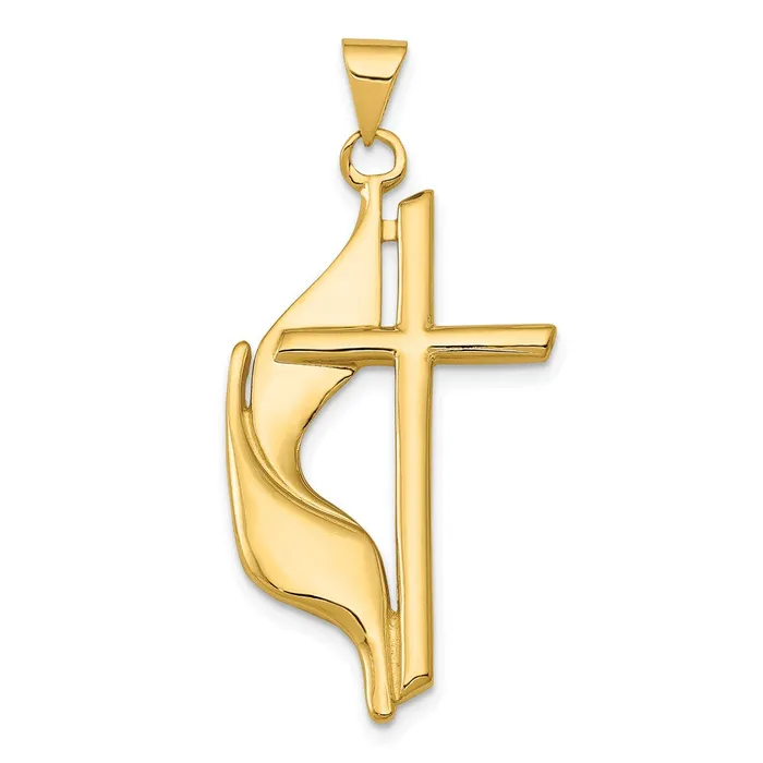 Necklaces Goldia 14k Yellow Gold Polished Cross wDrape Pendant