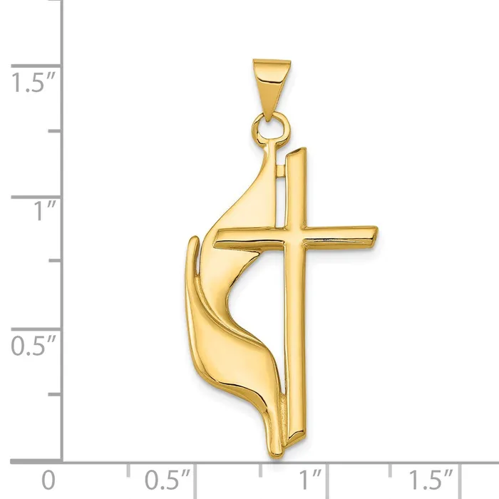 Necklaces Goldia 14k Yellow Gold Polished Cross wDrape Pendant
