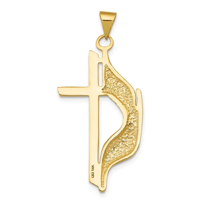 Necklaces Goldia 14k Yellow Gold Polished Cross wDrape Pendant