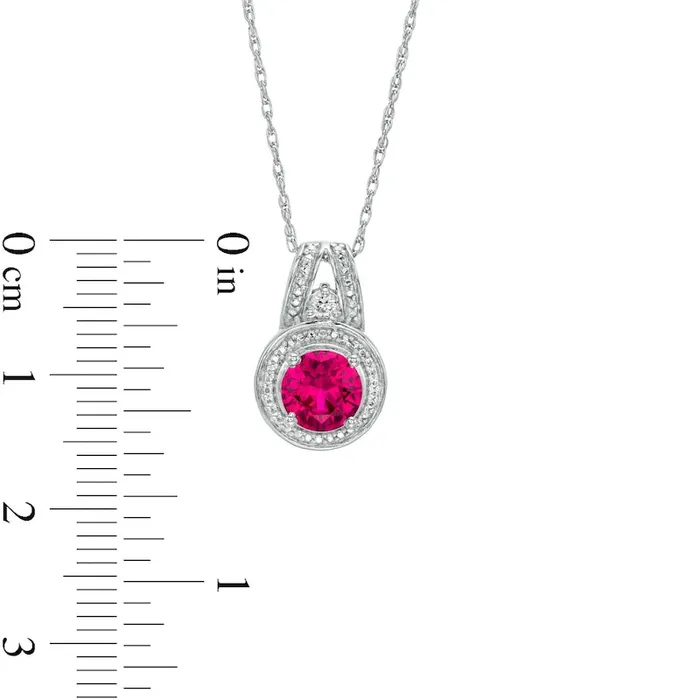 Necklaces Goldia 60mm LabCreated Ruby and White Sapphire Beaded Frame Split Bale Pendant in Sterling Silver Necklaces Goldia 60mm LabCreated Ruby and White Sapphire Beaded Frame Split Bale Pendant in Sterling Silver