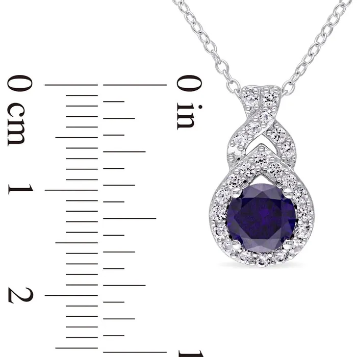 Necklaces Goldia 65mm LabCreated Blue and White Sapphire Pendant in Sterling Silver Necklaces Goldia 65mm LabCreated Blue and White Sapphire Pendant in Sterling Silver