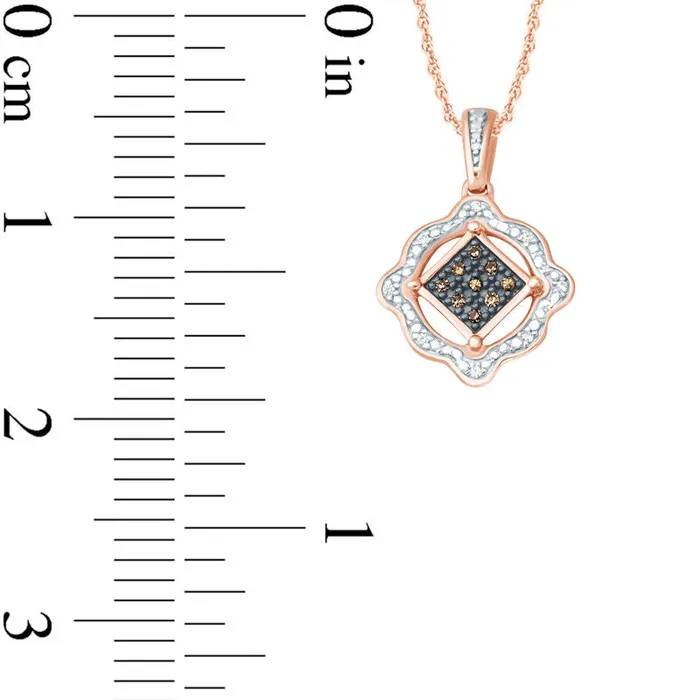 Necklaces Goldia Champagne and White Natural Diamond Accent Scallop Frame Pendant in Sterling Silver and 14K Rose Gold Plate Necklaces Goldia Champagne and White Natural Diamond Accent Scallop Frame Pendant in Sterling Silver and 14K Rose Gold Plate