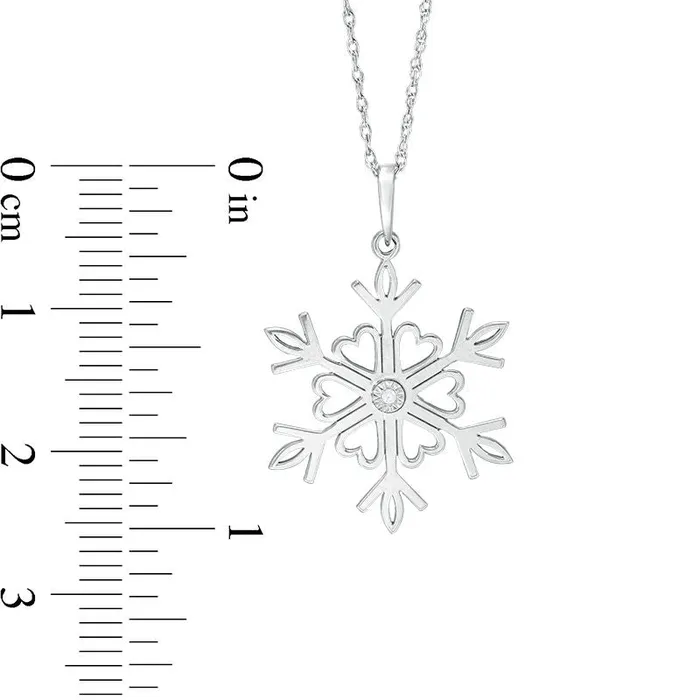Necklaces Goldia Natural Clarity Enhanced Accent Solitaire LaserCut Heart Snowflake Pendant in 10K White Gold Necklaces Goldia Natural Clarity Enhanced Accent Solitaire LaserCut Heart Snowflake Pendant in 10K White Gold