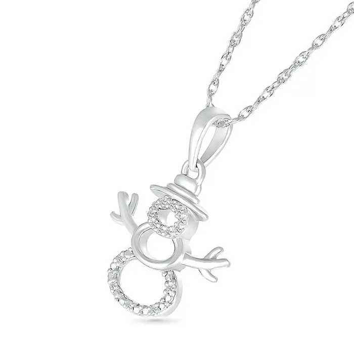 Necklaces Goldia Natural Diamond Accent Layered Snowman Pendant in Sterling Silver Necklaces Goldia Natural Diamond Accent Layered Snowman Pendant in Sterling Silver