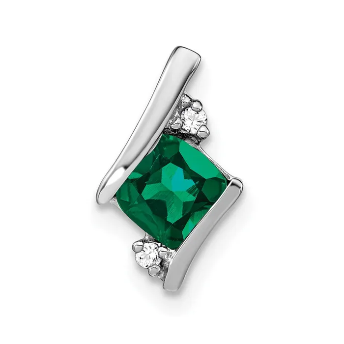 Necklaces Goldia Sterling Silver Antique Cushion Cr Emerald and Real Diamond Pendant Necklaces Goldia Sterling Silver Antique Cushion Cr Emerald and Real Diamond Pendant