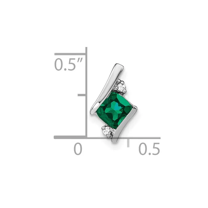 Necklaces Goldia Sterling Silver Antique Cushion Cr Emerald and Real Diamond Pendant