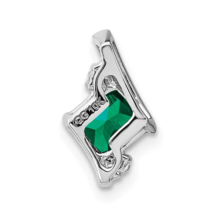 Necklaces Goldia Sterling Silver Antique Cushion Cr Emerald and Real Diamond Pendant