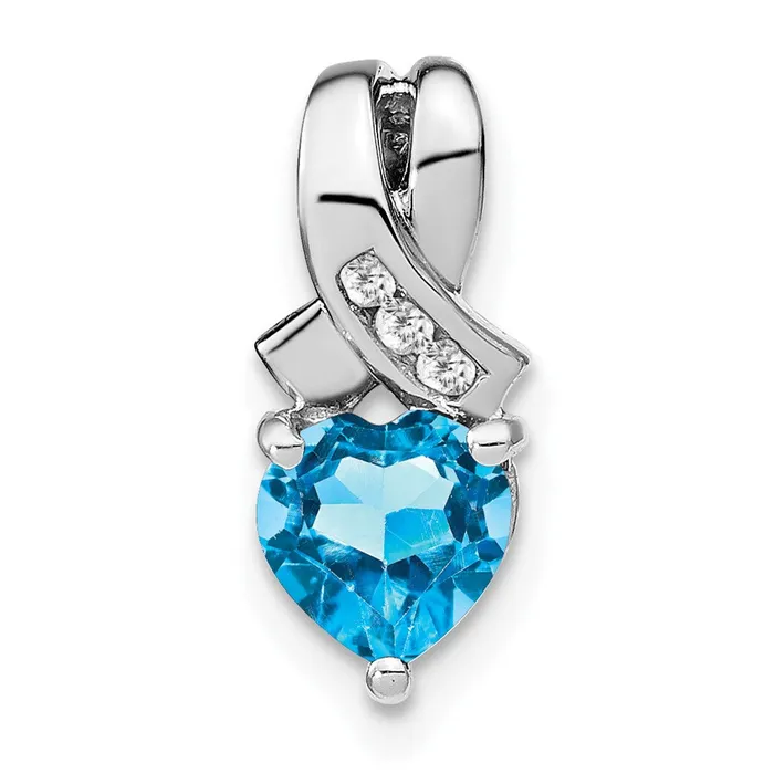 Necklaces Goldia Sterling Silver Blue Topaz and Real Diamond Pendant