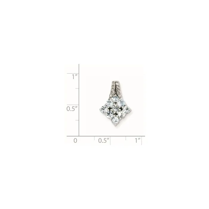 Necklaces Goldia Sterling Silver Rhodiumplated Diamond u0026 Aquamarine Square Pendant