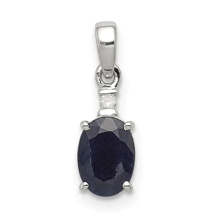 Necklaces Goldia Sterling Silver Rhodium Plated Diamond u0026 Sapphire Oval Pendant Necklaces Goldia Sterling Silver Rhodium Plated Diamond u0026 Sapphire Oval Pendant